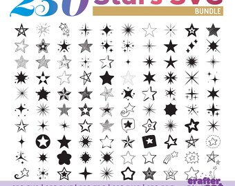 250 Stars SVG Bundle: Galaxy Star Designs (Digital Download)