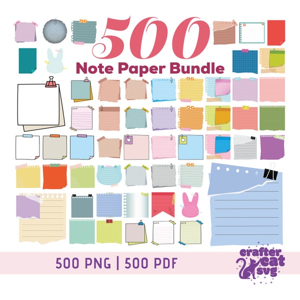 Note Papers Bundle - Png Bundle - Note Paper Clipart - Instant Download - Digital Sticky Notes Set - Digital Planner Stickers