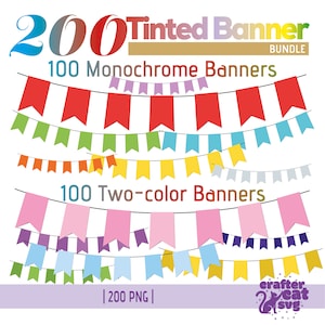 200 getinte banner png-bundel: levendige kleuren voor je creatieve projecten!