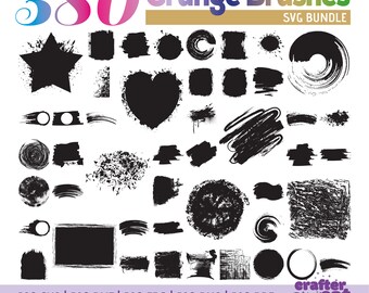 580 Grunge Brushes SVG Bundle: Splatter Brush Stroke Clipart (Digital Download)
