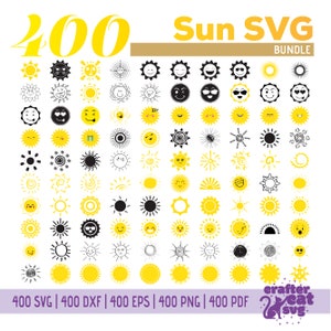 400 Sonnensvp-Bundle - Sonne Svg - Sonne Svg, Dxf, Eps, Png, Pdf - Svg-Dateien für Cricut - Silhouette - Geschenk Sonne Svg - Sonnenvektor