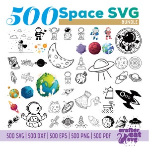500 Space Svg Bundle - Planet Bundle - Galaxy Svg - Space Cut File - Cricut - Silhouette - Canva - Astronaut Clipart - Science Vector