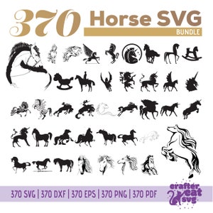 370 Horse Svg Bundle - Horse Svg - Horse Svg, Dxf, Eps, Png, Pdf - Svg Files For Cricut - Silhouette - Present Horse Svg - Horse Vector