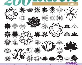 Lotus Flower SVG Bundle: Zen Meditation Clipart (200 Files)