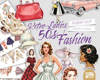 Retro 50s Fashion Fussy Cuts: Vintage Ephemera (PDF)