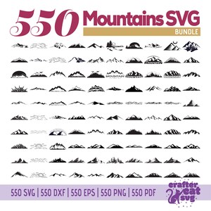 550 Berge Aufbügler Bundle - Berge Bundle - Vintage Berge Aufbügler - Berge Aufbügler - Berge Png - Berge Dxf - Silhouette - Cricut