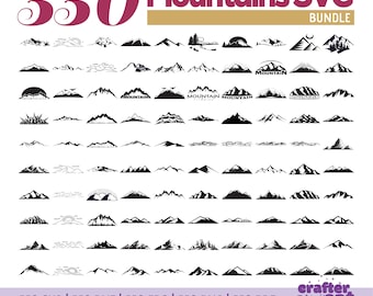Paquete SVG de 550 montañas vintage: Gráficos de aventuras al aire libre (descarga digital)