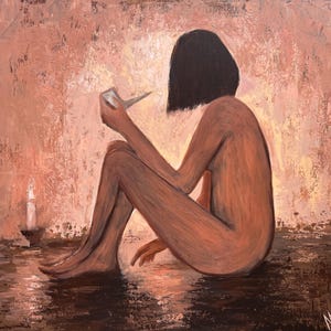 Abstract Female Silhouette Painting: Silent Flame Acrylic Canvas Art (20x24 inches)