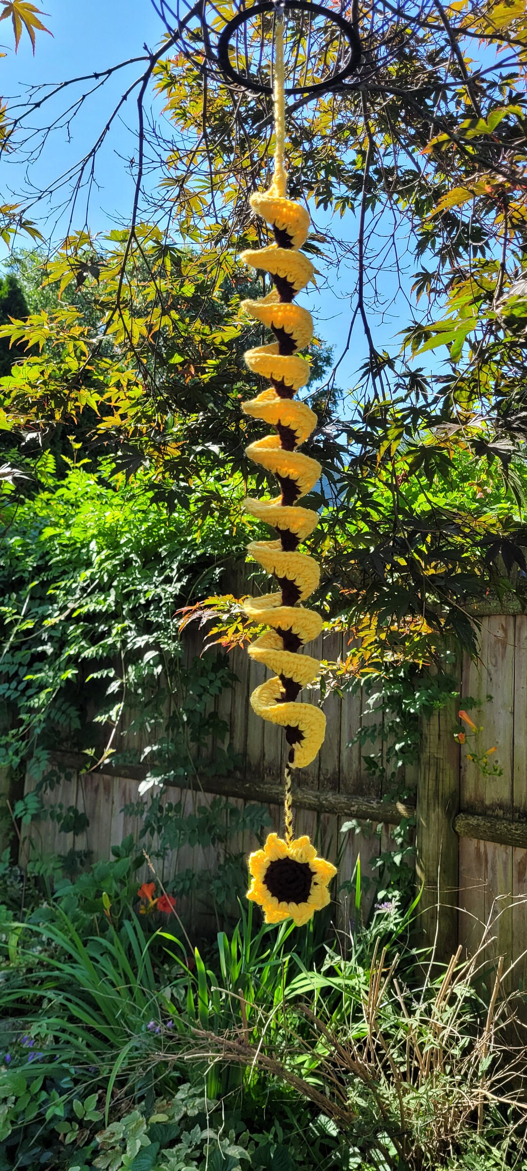 Crocheted Sunflower Wind Spinner Etsy