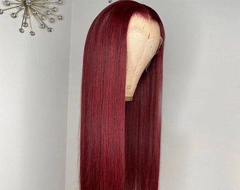 Königin Lange rote Perücke, rote gerade Perücke, Bob-Perücke, Spitzenfrontperücke, Luxushaar, rote Spitzenfrontperücke, afrikanische Frauenperücke, rote gerade Perücke, brasilianisches Haar