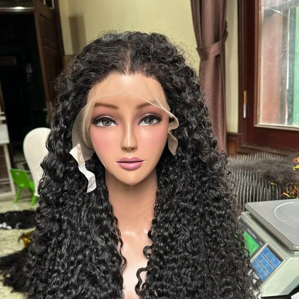 200% density swiss Peruvian lace front wigs full hd lace frontal lace front wig for black women curly human hair wig wavy wig Glueless wig