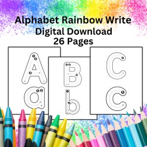 ABC Rainbow Write Activity Coloring Book Alphabet Tracing