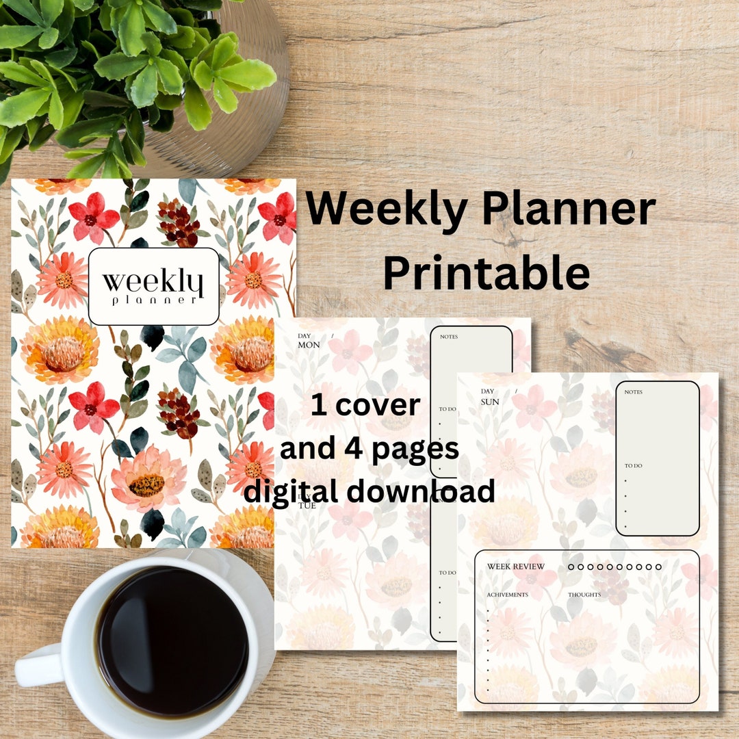 Weekly Planner Floral Printable Digital Download - Etsy