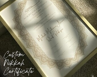 Luxury Elegant Gold Nikkah Certificate: Custom Muslim Islamic Wedding Gift (Digital Download)