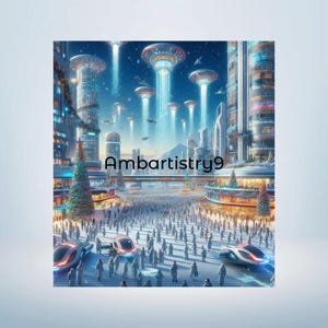 Futuristic digital art wall decor print