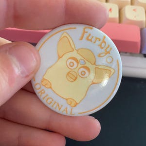FURBY ORIGINAL PIN - Furby Button Pin - Cute Furby Art - Furbies - Original Artwork - Hand-Stamped Button Pin - 1.5 Inch Button Pin