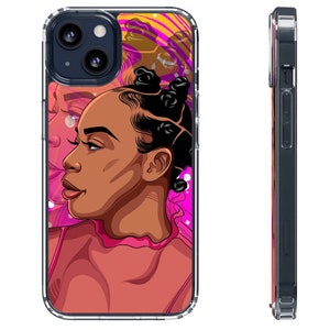 Black Woman Protective Phone Case Clear, Bantu Knot Phone Case, Black Beauty Queen Melanin Gift