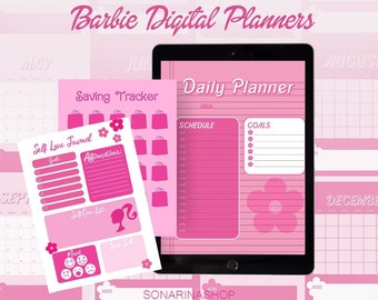 Barbie DIGITAL PRINTABLE PLANNERS bundle 2023 2024 for iPad, Goodnotes + Android