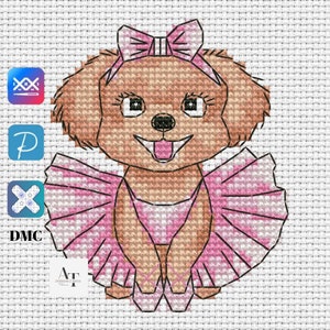 Ballerina Dog. Cross stitch pattern. PDF, XSD, SAGA image 2