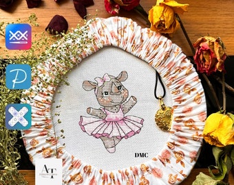 Ballerina Rhinoceros. Cross stitch pattern. PDF, XSD, SAGA