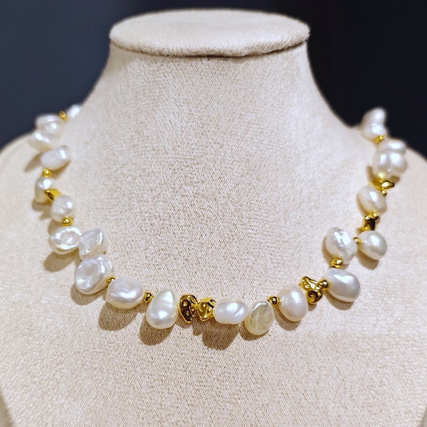 Timeless Freshwater Baroque Pearl Necklace, Gold Vermeil