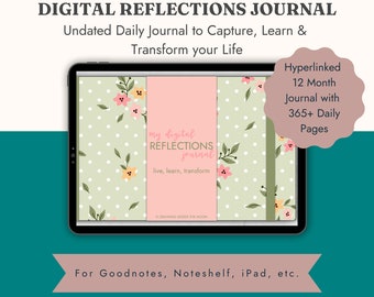 Daily Reflection Journal: Floral Digital Wellness Planner (PDF Download)