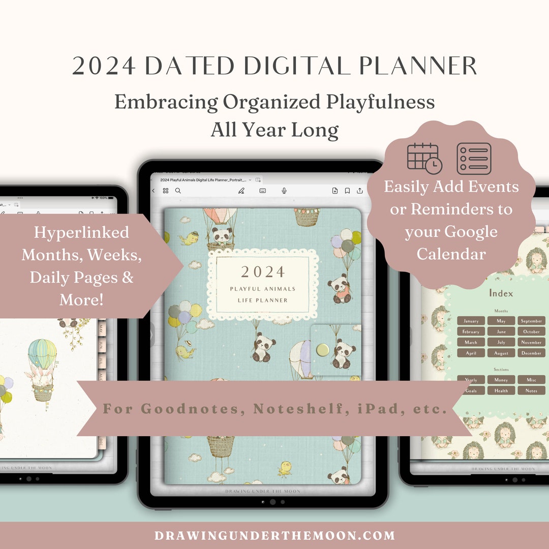 Digital Planner Linked to Google Calendar, Goodnotes 2024 Planner, Cute