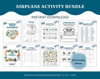 May include: A printable activity pack for kids featuring 40 airplane-themed games. The pack includes coloring pages, word searches, Sudoku puzzles, and more. The games are perfect for keeping kids entertained on a long flight or during a rainy day.