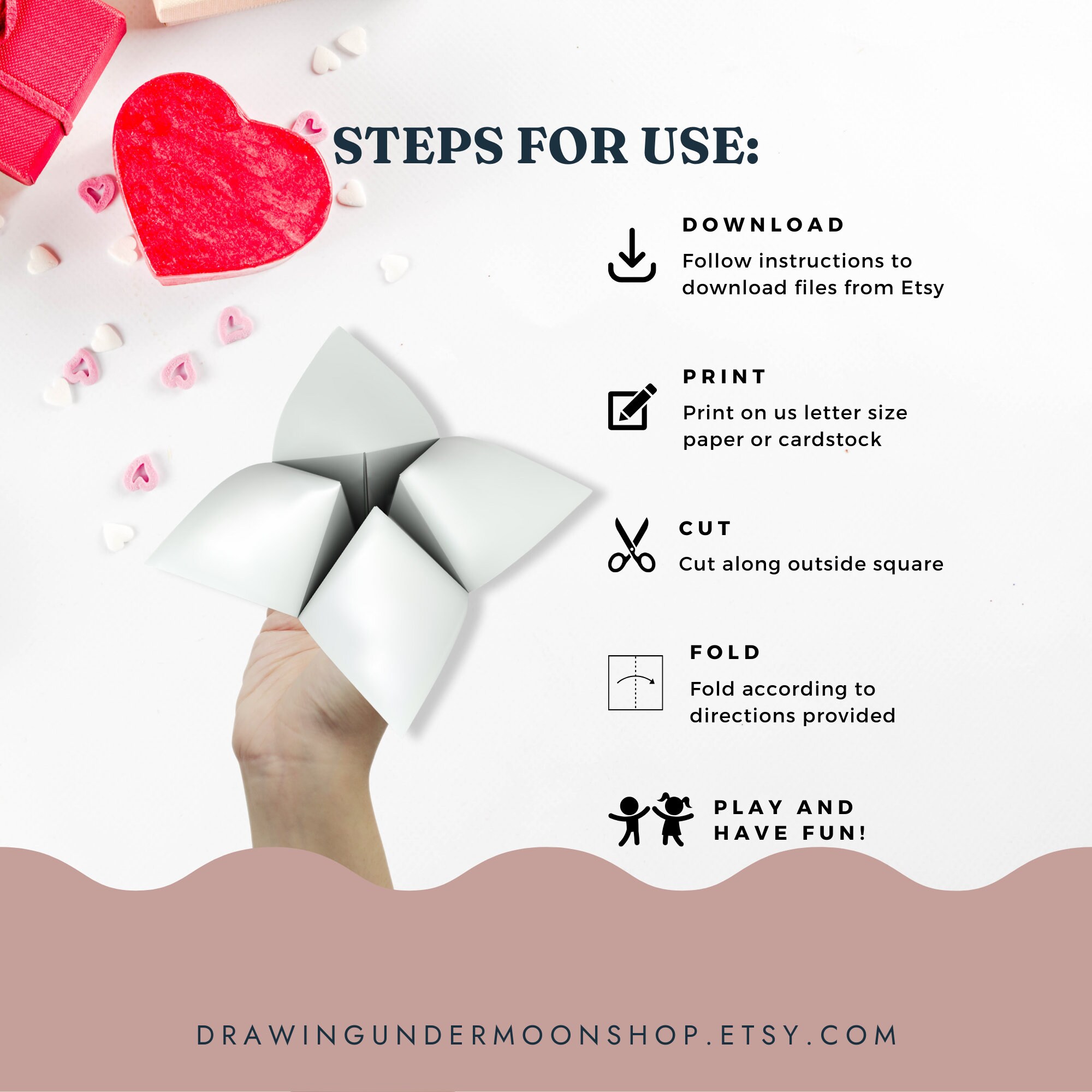 Valentine Printable Cootie Catcher and Joke Teller, Fun Interactive ...
