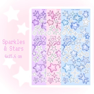 Stars and Sparkles Stickers, Deco Stickers, Journalling Stickers, Kpop Polco, Cute Stickers, Stickers, Toploader, Stationery, Kpop