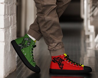 Black Diaspora Men’s high top canvas shoes