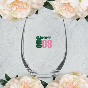Alpha Kappa Alpha Stemless wine glass