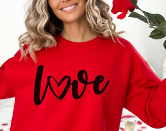 Cute Heart Shaped Valentines Sweater, Love Sweatshirt, Be Mine Sweater, Heart Sweatshirt, Valentines Gift, Gift For Her, Gift For Women