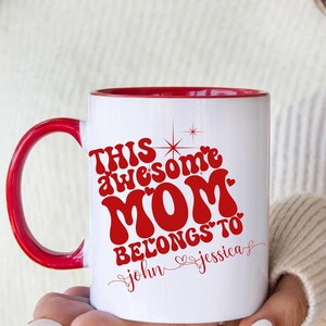 Retro This Awesome Mom Belongs To Custom Name Coffee Mug, Custom Name Mug, Mothers Day Gift, Gift From Daughter