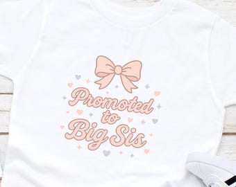 Promoted to Big Sister Bow Shirt | Pregnancy Announcement, Sibling Gender Reveal Outfit