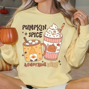 Pumpkin Spice & Everything Nice Sweatshirt Comfort Colors, Womens Fall Sweatshirt, Autumn Sweatshirt, Gift For Her, Fall Coffee Sweater,