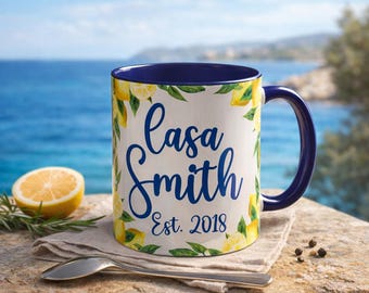 Italian Style Family Mug | Amalfi Lemon Coffee Cup | Italy Lover Gift | Personalized Vacation Keepsake