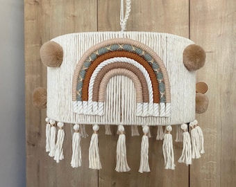 Lampadario Macrame, Lampadario arcobaleno, Lampadario personalizzato, Lampadario per porta per bambini, Lampadario per porta per bambini, Lampada per bambini, Lampada Boho,