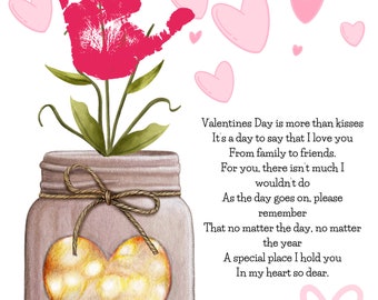 Säugling Blumen Handabdruck Valentinstag Andenken Printable Geschenk