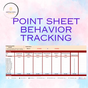 Puede incluir: Una hoja de puntos imprimible para hacer un seguimiento del comportamiento de los estudiantes. La hoja incluye categorías como "Hacer un buen trabajo", "Boca y cuerpo tranquilos", "Aceptar comentarios", "Seguir las instrucciones", "KHFOOTY", "Palabras y tono amables" y "Totales por período". La hoja está diseñada para una semana de seguimiento, del 8/15/2022 al 8/19/2022.