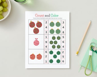 Count and Color Christmas Ornaments