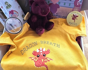 Drachenatem Geburtstagsgeschenk Set | Buch, Plüsch, T-Shirt