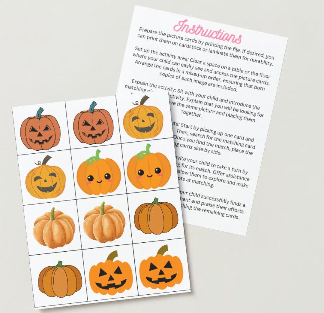 Matching Pumpkins Game - Etsy