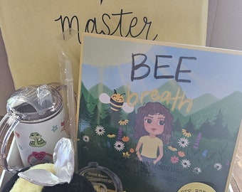 Bienenatem Geschenk Set | Beruhigungsbuch, Plüschtier & Schnabeltasse