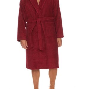 100% Organic Cotton Extra Soft Red Men&#39;s Shawl Collar Bathrobe