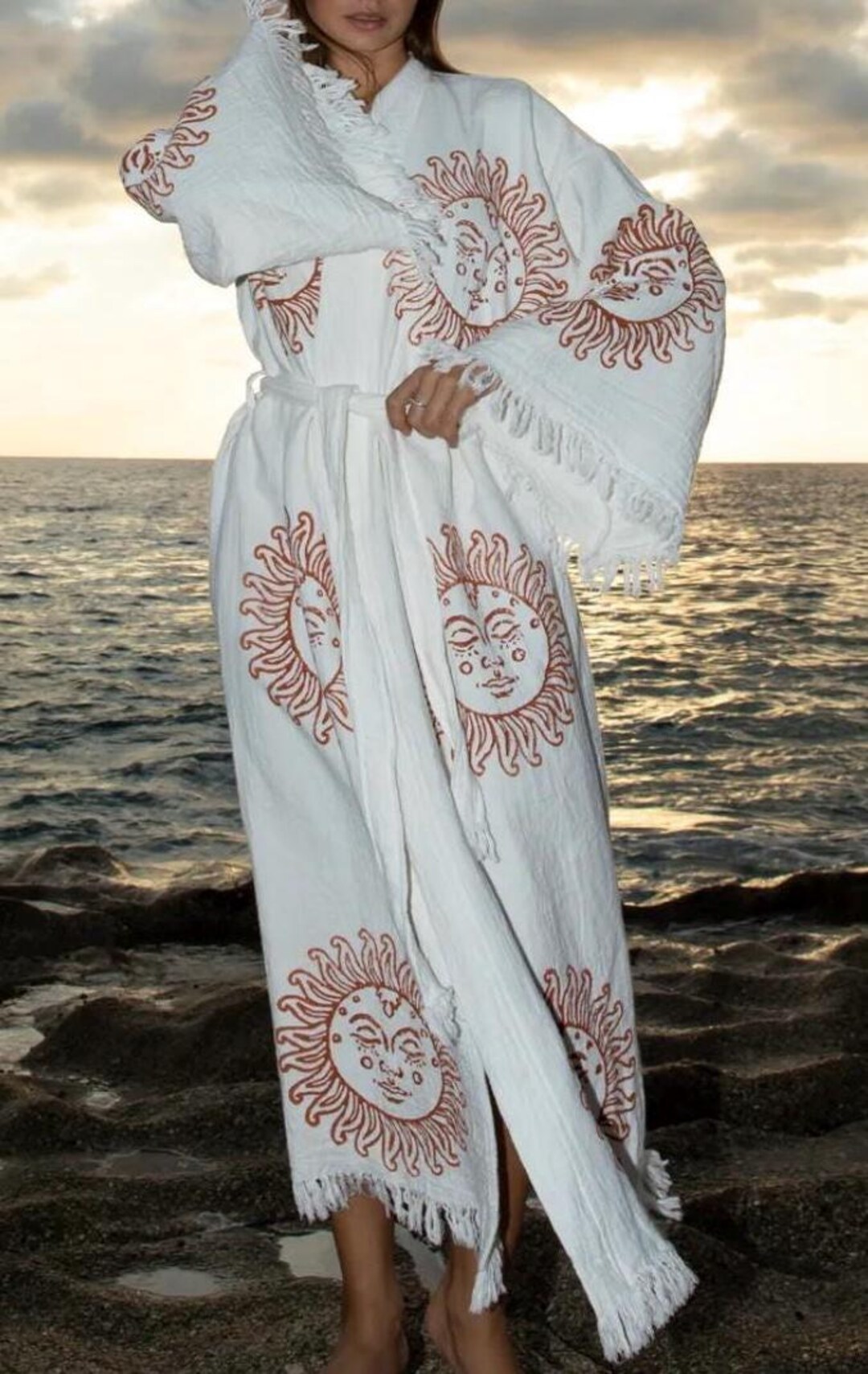 Sun Print Muslin Robe: Soft Cotton Kimono Bathrobe - Etsy