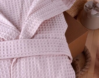 Waffle Weave Bathrobe – Premium 100% Cotton Luxury,High-Quality Waffle Cotton Bathrobe – Cozy Comfort