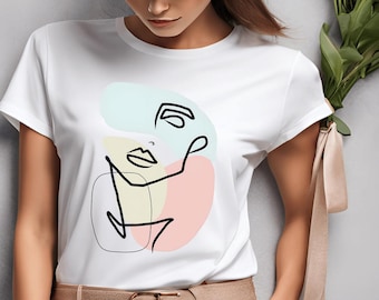 Minimal Line Art Face T-Shirt – Elegant Simplicity