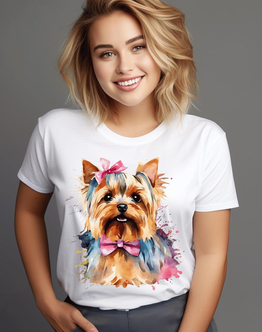 Yorkshire Terrier T-shirt, Cute Watercolor Yorkie Art Print - Etsy UK