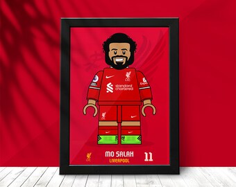 Mo Salah, Liverpool, Illustration, Brick Design, Soccer Player, Football Player, Poster, Digital Download